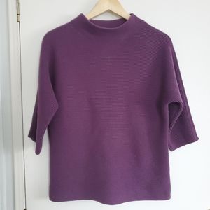 Lands' End Sweater Women's SP Purple Ribbed Mock Neck